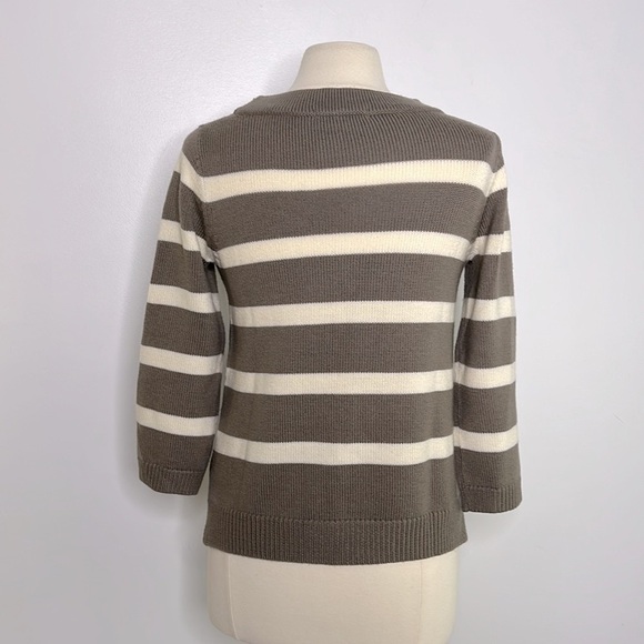 Boden taupe & cream wool striped knit sweater, size 6 - Picture 4 of 7